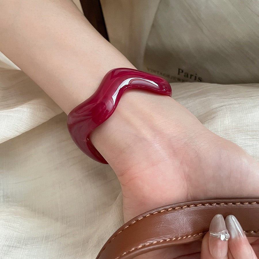 歐美不規則暈染波浪寬面手鐲簡約時尚百搭通勤手環小眾高級感手飾