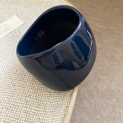 歐美亞克力樹脂褶皺幾何圓形開口手鐲時尚百搭手環小眾設計感手飾