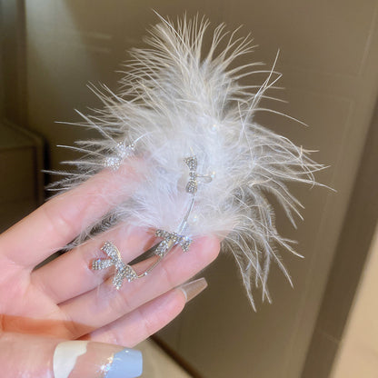 彩色羽毛流蘇鑲鑽耳環－細節特寫11｜https://igowo.tw/