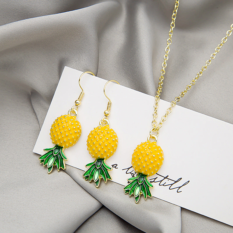 水果卡通項鍊耳環組－商品主圖｜https://igowo.tw/