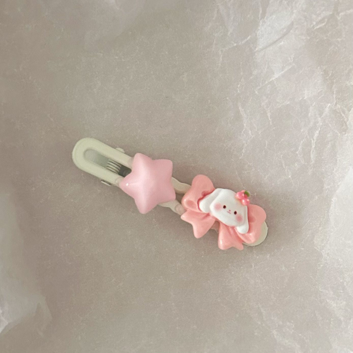 粉色貓咪蝴蝶結髮夾