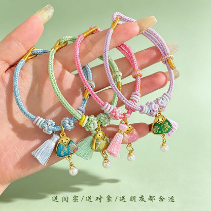端午節五彩繩流蘇小粽子珍珠手鏈2026新款時尚手串獨特設計感手飾