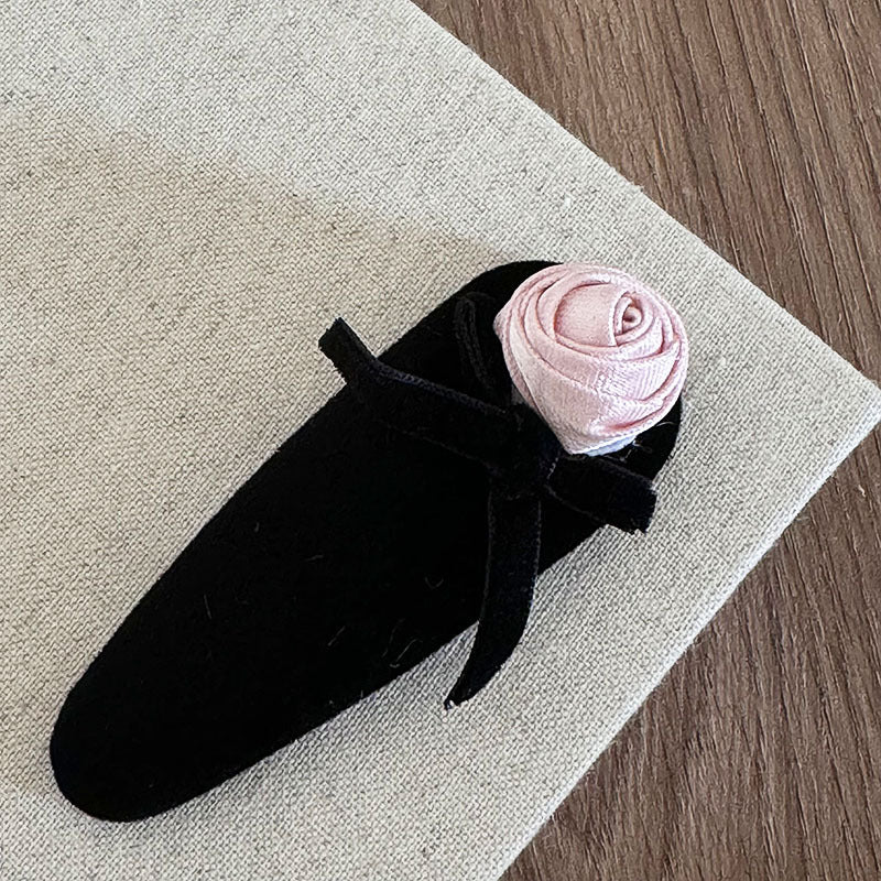 粉色玫瑰蝴蝶結髮夾