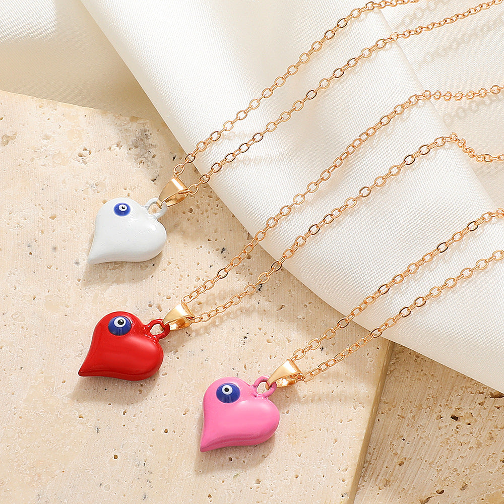 彩色愛心眼睛墜飾項鍊－商品主圖｜https://igowo.tw/