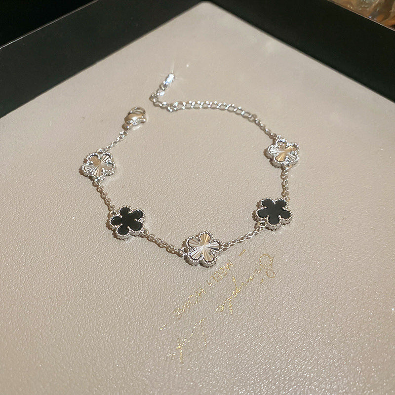 真金電鍍粉金雙色花朵手鏈甜美高級感氣質手環公主風輕奢配飾新品
