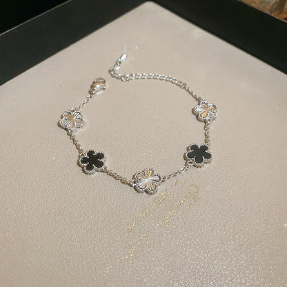 真金電鍍粉金雙色花朵手鏈甜美高級感氣質手環公主風輕奢配飾新品