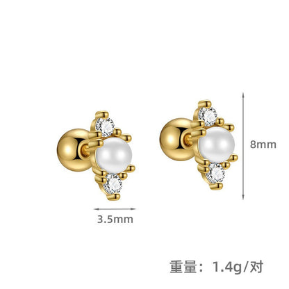 S925 小巧氣質螺絲擰扣耳釘女歐美ins小眾設計感耳飾