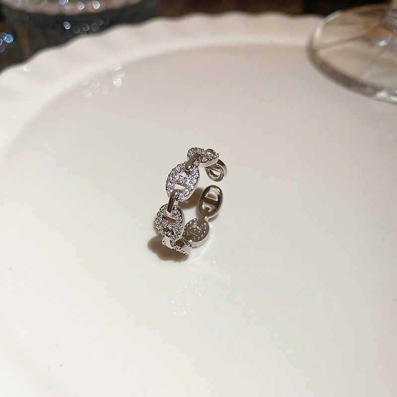 鋯石三角形可調式戒指－51#戒指-銀色款細節30｜https://igowo.tw/