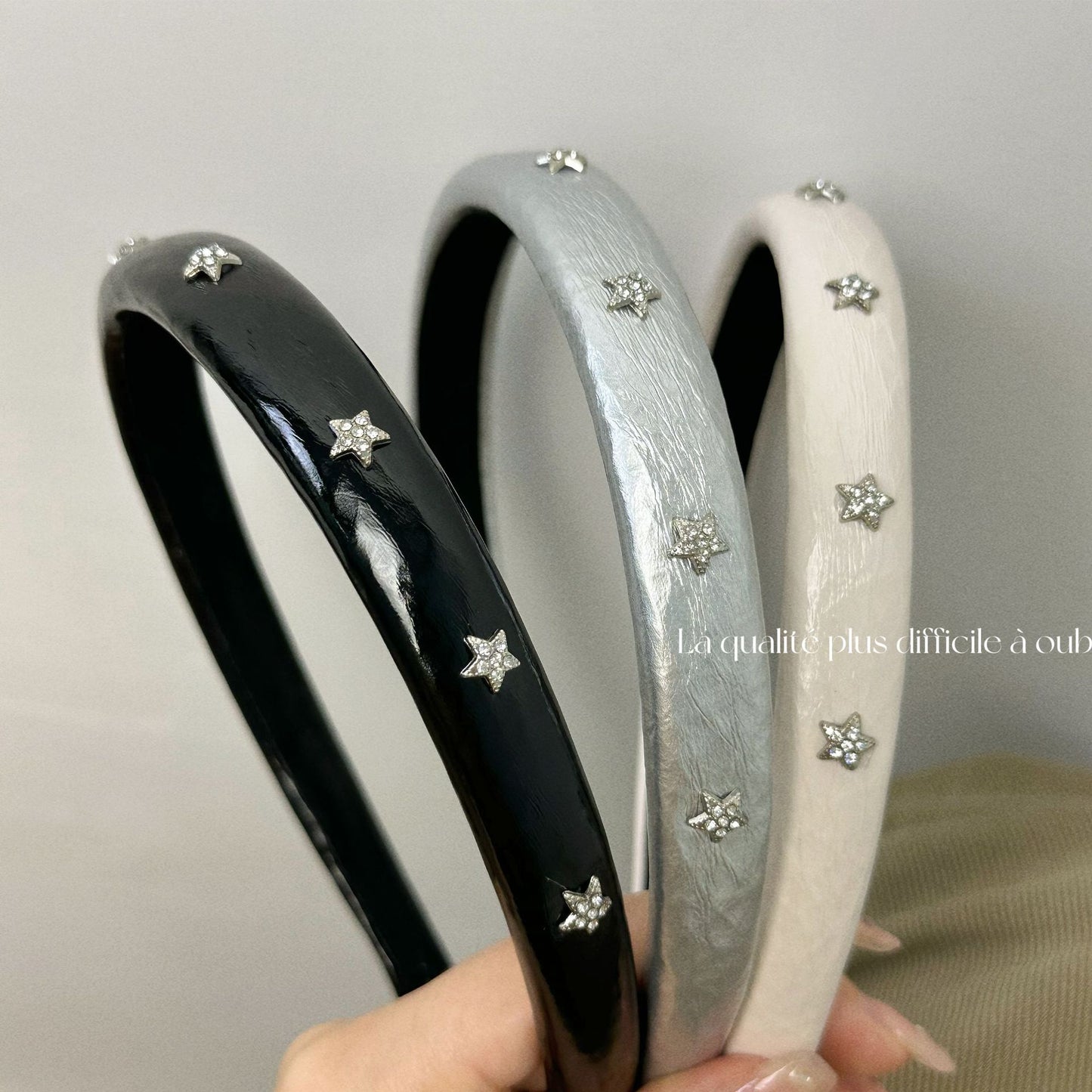 皮革星星髮箍－黑色星星髮箍款實拍｜https://igowo.tw/