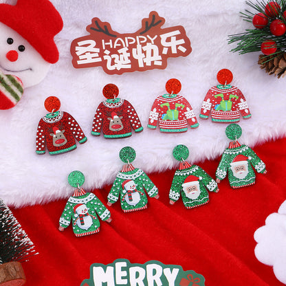 撞色壓克力雪花耳環－商品主圖｜https://igowo.tw/