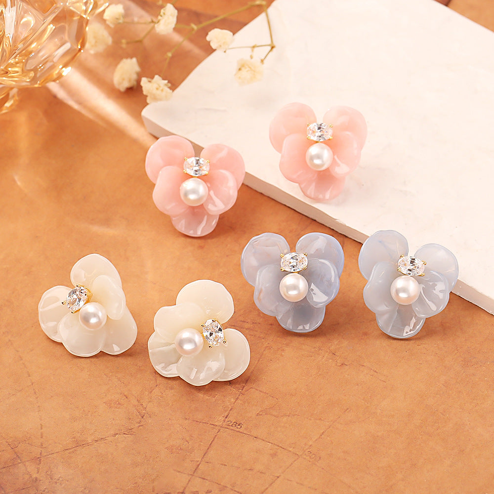 醋酸板材花朵耳釘－商品主圖｜https://igowo.tw/