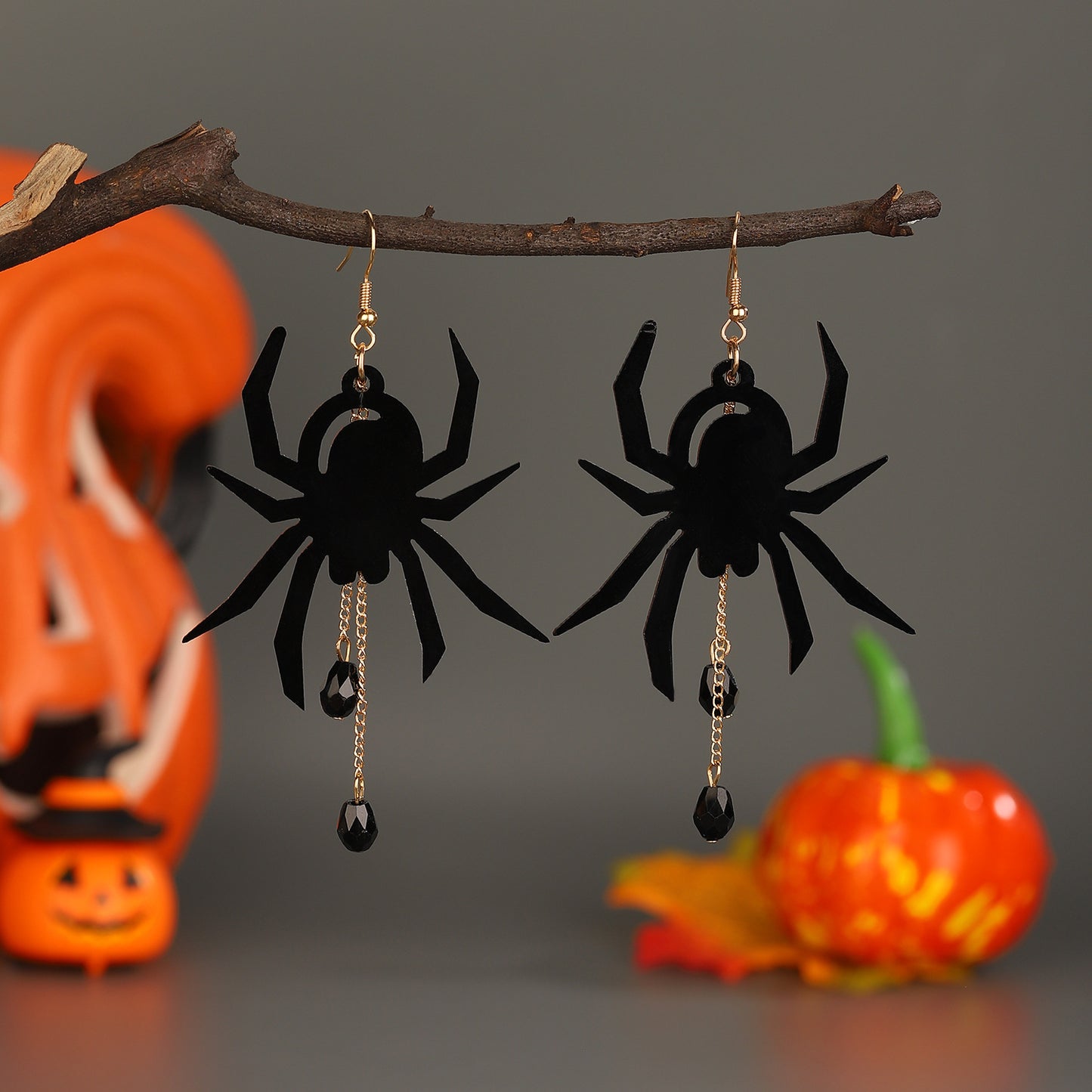 壓克力南瓜垂墜耳環－蜘蛛網 8718款細節6｜https://igowo.tw/
