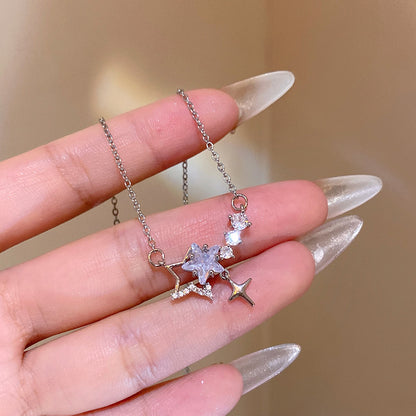 超閃星星鋯石鈦鋼項鏈