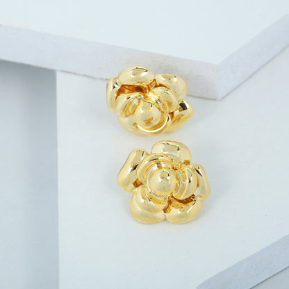 S925花朵誇張耳釘－大陽花-金色款細節｜https://igowo.tw/