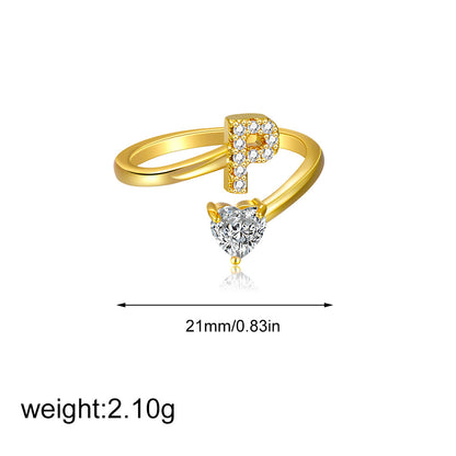 鋯石愛心可調式戒指－字母H+愛心款細節6｜https://igowo.tw/