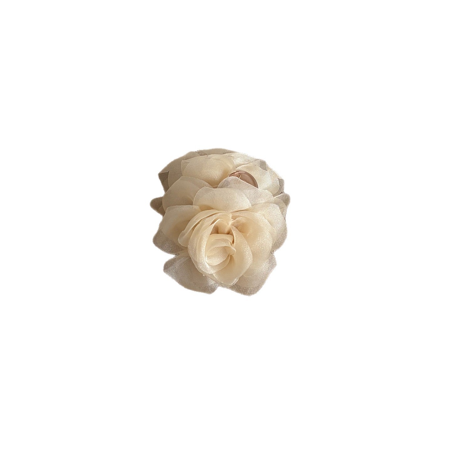 網紗花朵鯊魚夾－藍綠款細節｜https://igowo.tw/