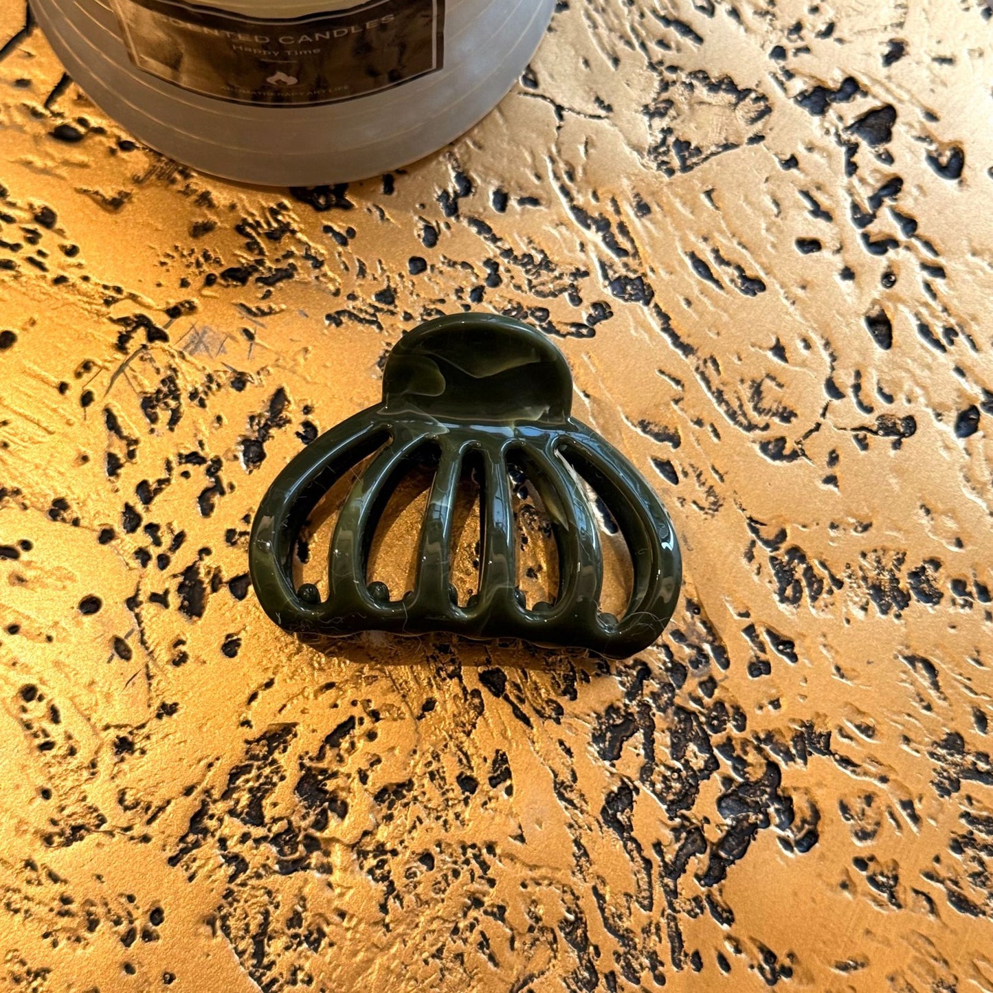 綠色花朵髮夾