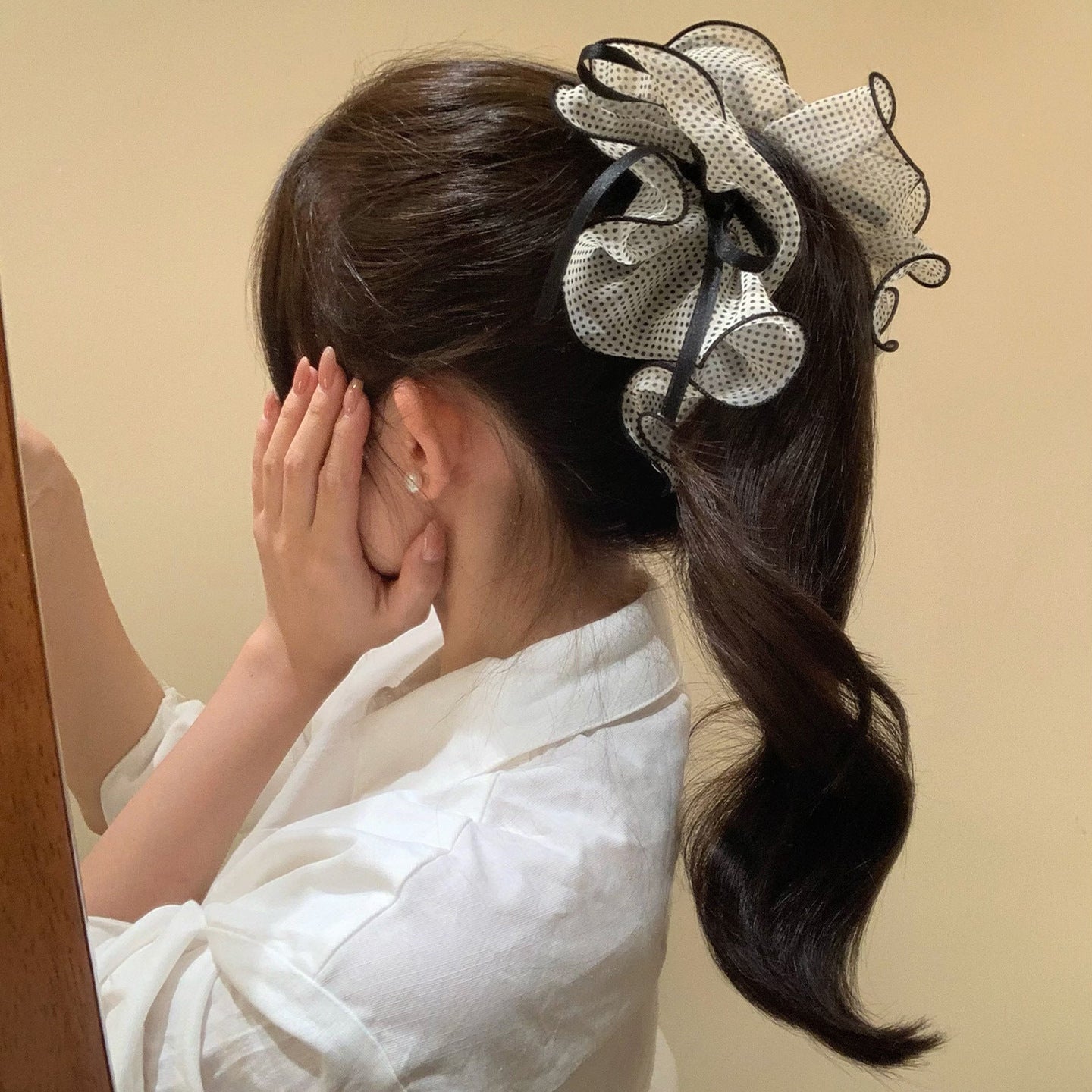 緞帶波點髮夾－商品主圖｜https://igowo.tw/