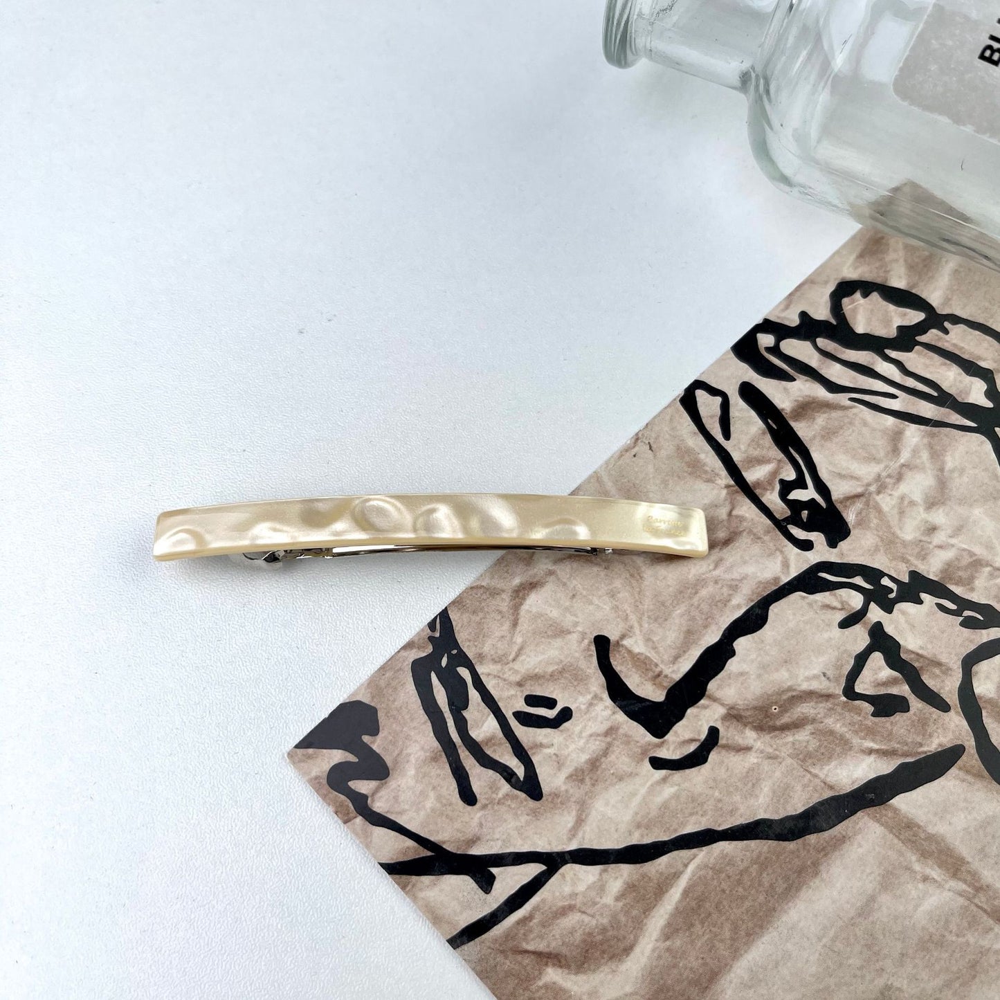 綠色樹脂一字復古髮夾