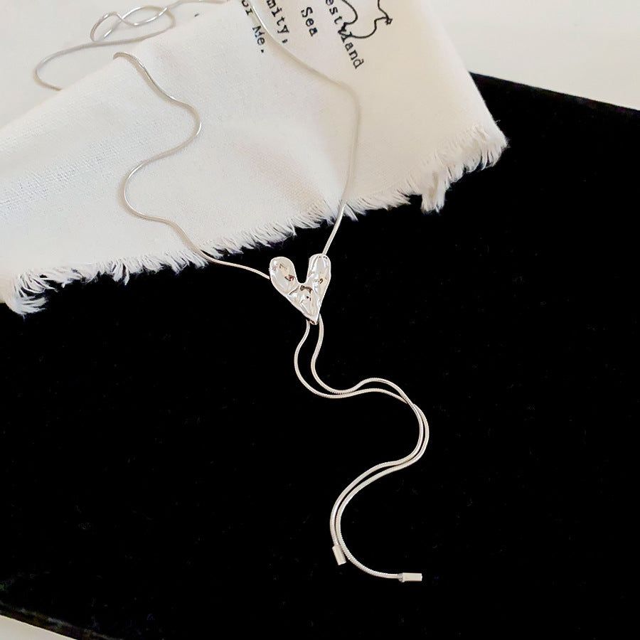 珍珠愛心花朵墜飾項鍊－17#項鍊-銀色款細節13｜https://igowo.tw/