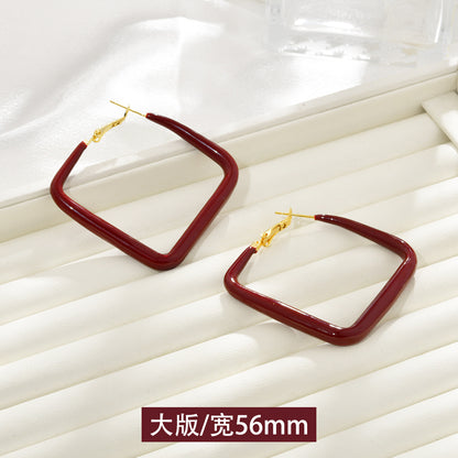 復古紅圓圈誇張耳環－細節特寫7｜https://igowo.tw/