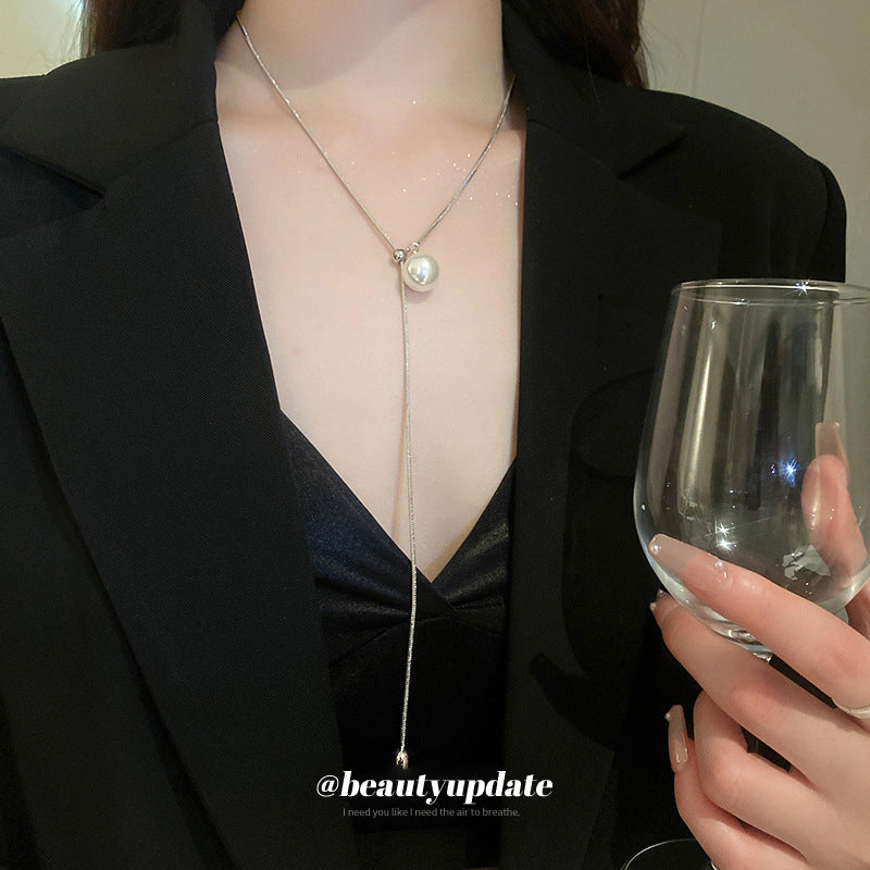 珍珠圓珠可調式項鍊－項鍊-亮片.款細節｜https://igowo.tw/