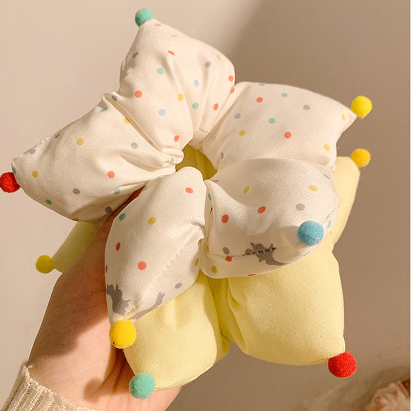 彩色波點星星髮圈－黃色款實拍｜https://igowo.tw/