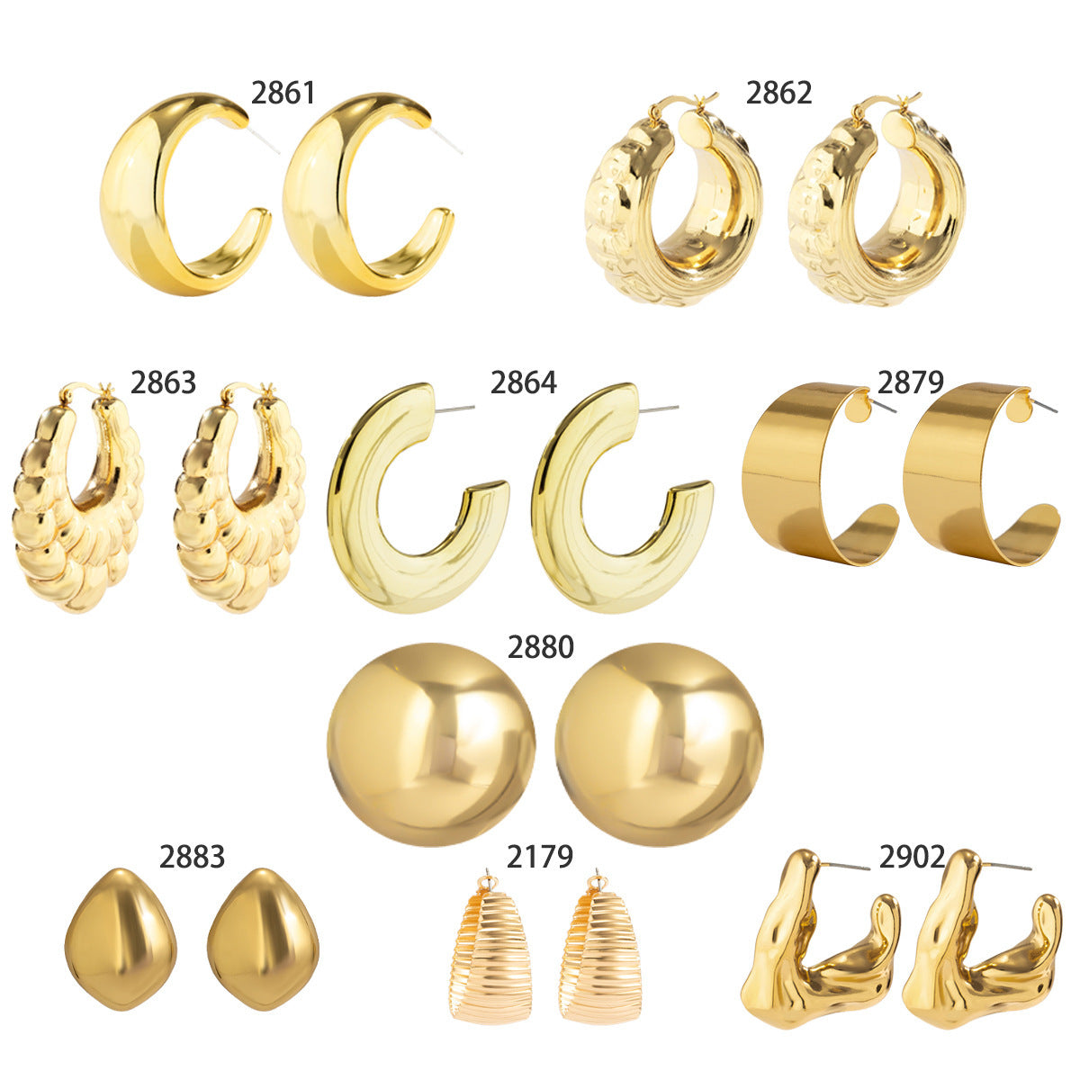金屬格紋C形復古耳釘－商品主圖｜https://igowo.tw/