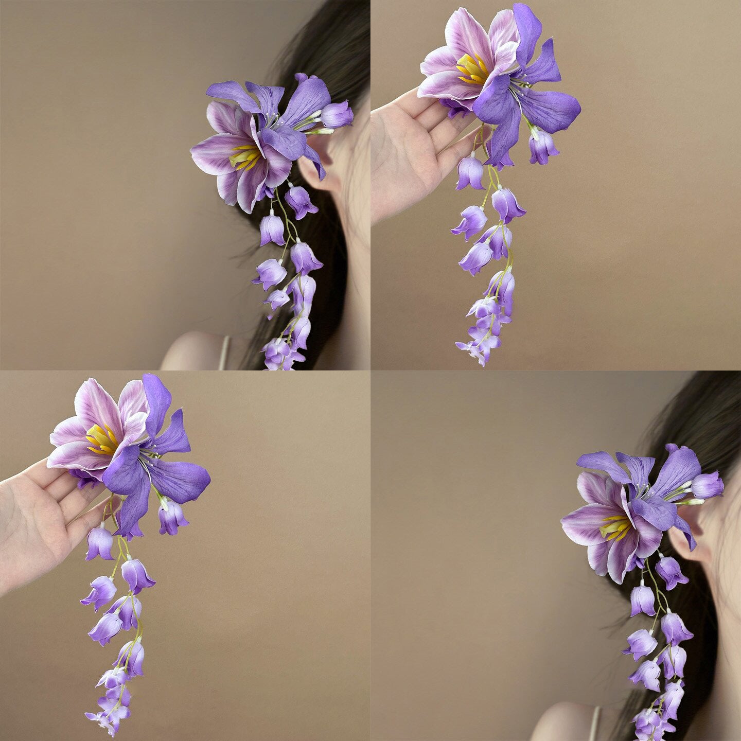純欲氛圍感布藝花朵發夾超仙度假風鴨嘴夾輕奢高級感時尚百搭發飾