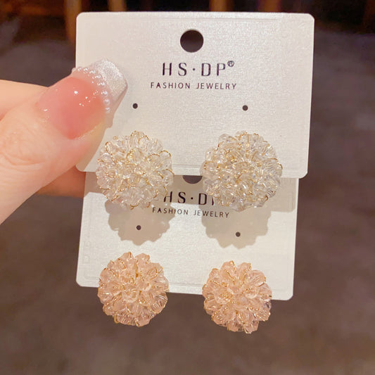 水晶花朵復古耳釘－商品主圖｜https://igowo.tw/