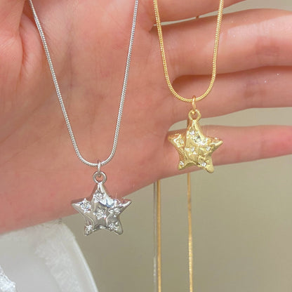 星星鑲鑽墜飾項鍊－第二視角實拍｜https://igowo.tw/