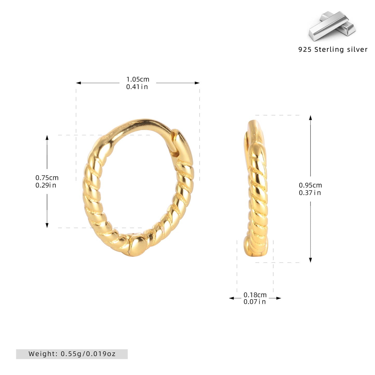 S925 耳環時尚個性麻花扭紋圓圈耳飾小眾高級感飾品