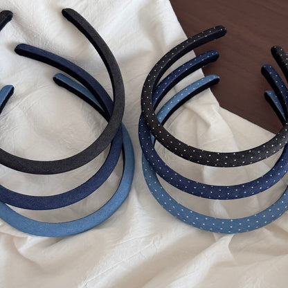 布面波點復古髮箍－細節特寫1｜https://igowo.tw/