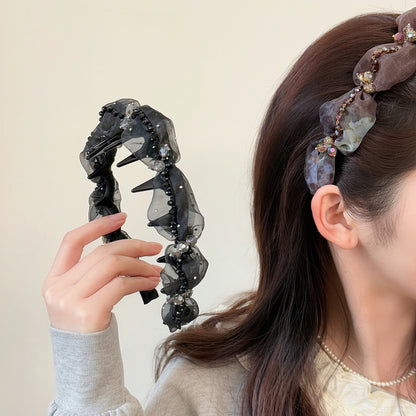 網紗鋯石波浪髮箍－商品主圖｜https://igowo.tw/