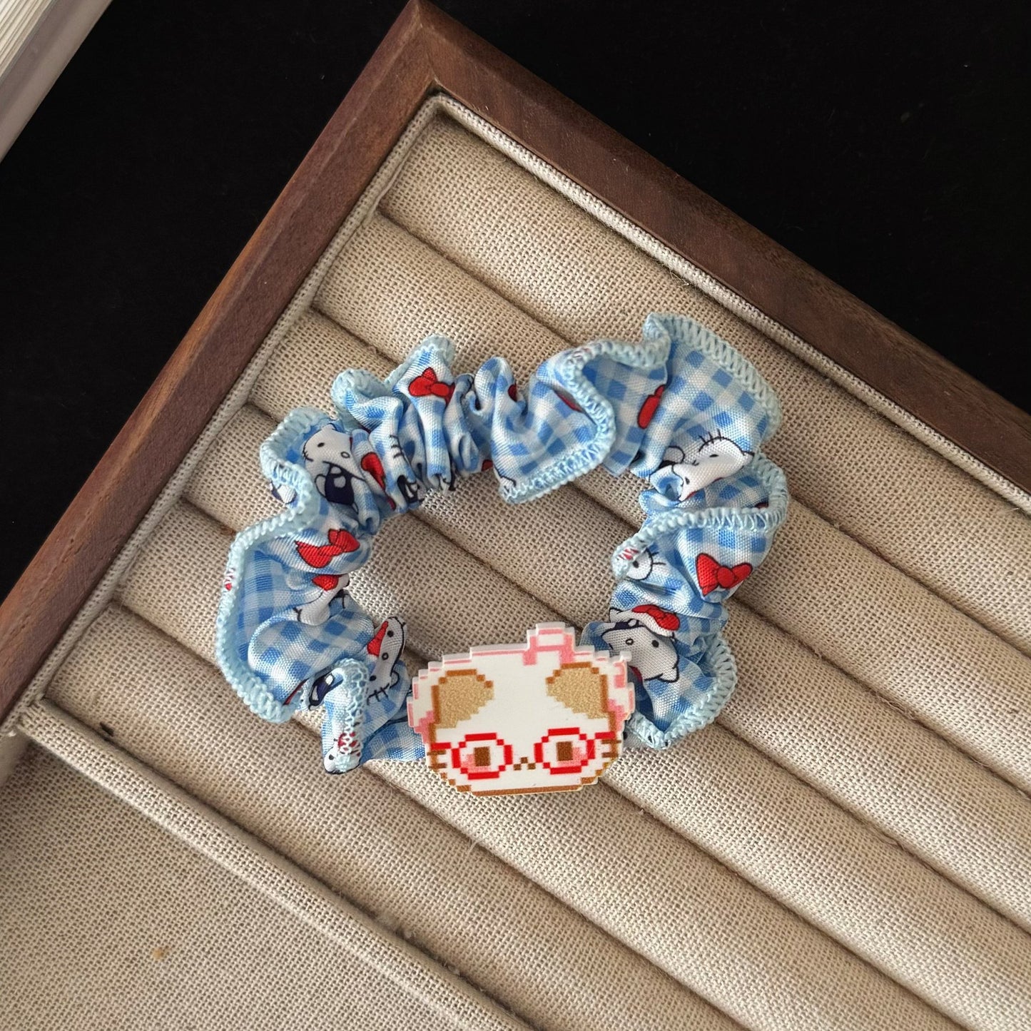 藍色貓咪卡通髮圈