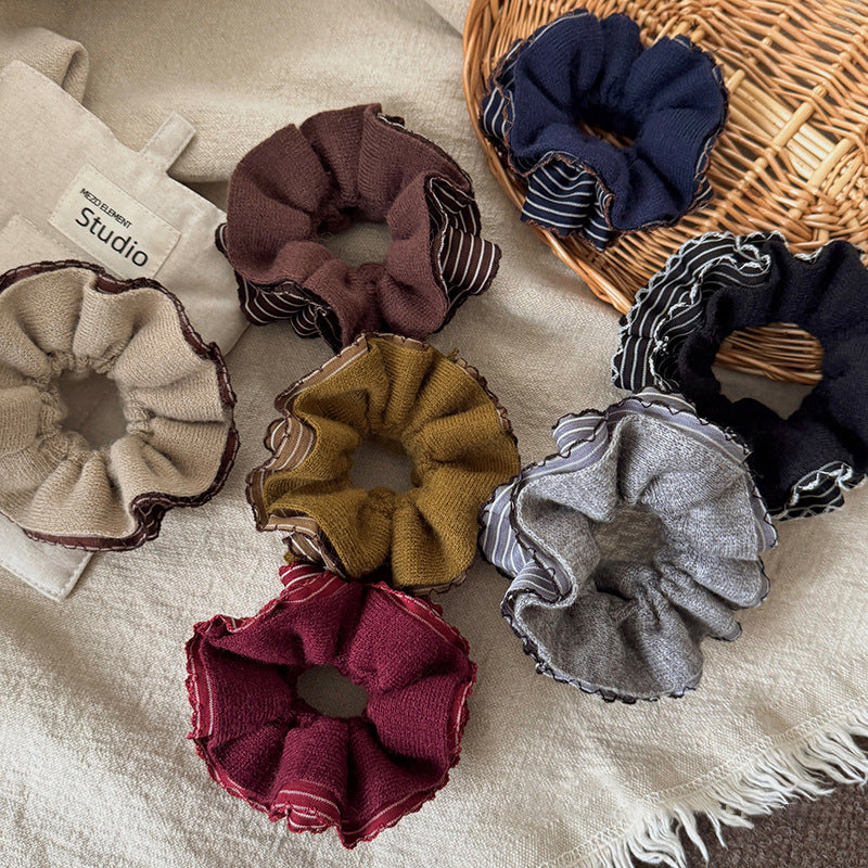 針織格紋復古髮圈－商品主圖｜https://igowo.tw/