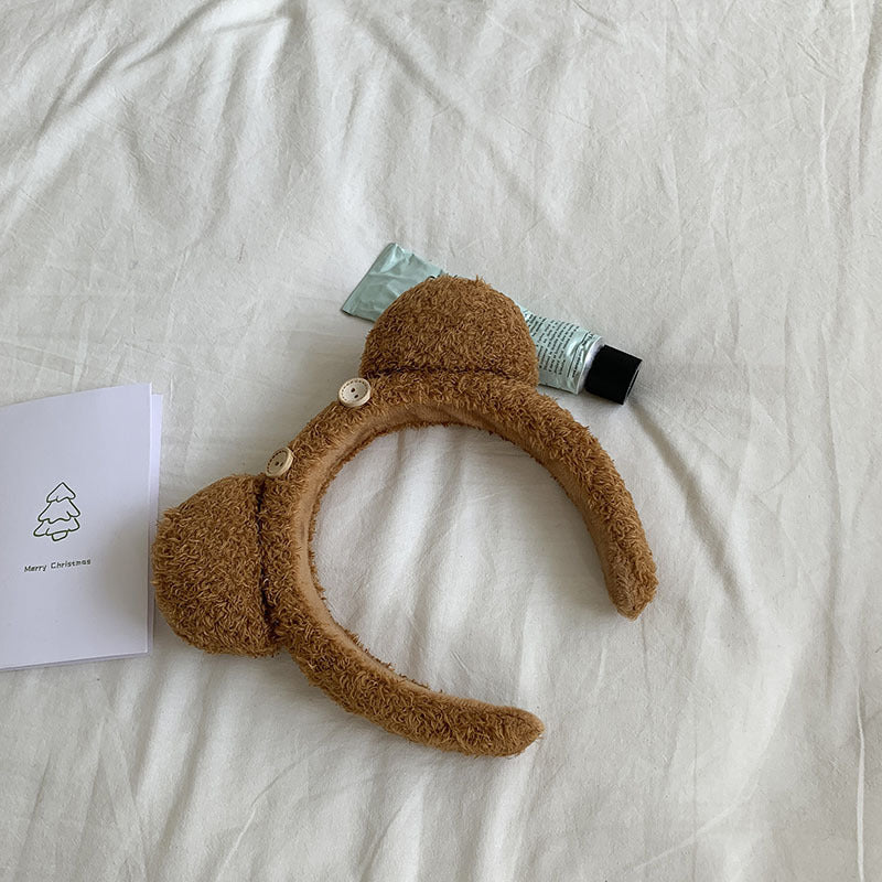 絨面小熊寬版髮箍