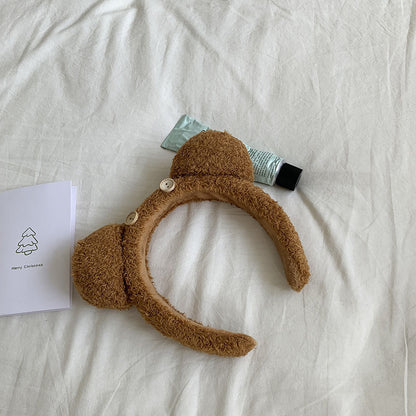 絨面小熊寬版髮箍