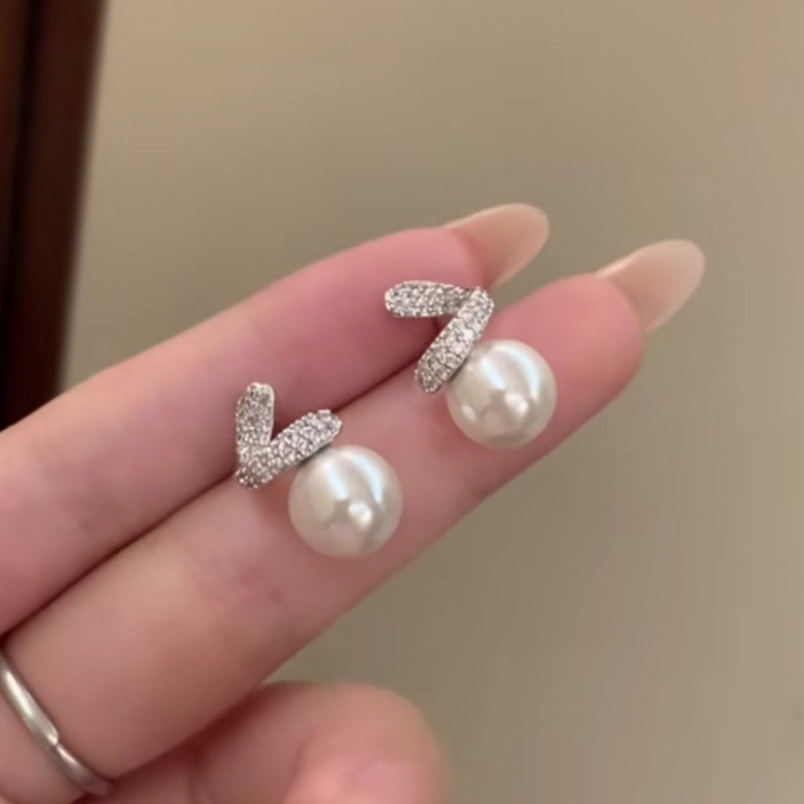 溫婉佳人~銀針鋯石珍珠耳釘時尚氣質百搭耳環輕奢高級感精致耳飾