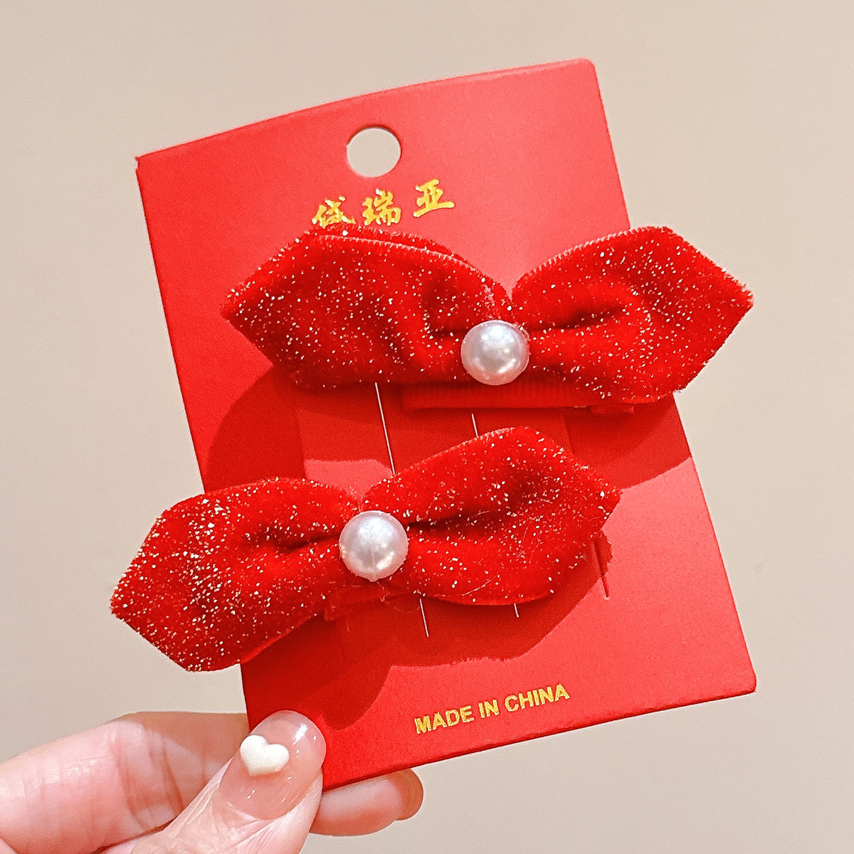 絨面蝴蝶結復古髮夾－細節特寫87｜https://igowo.tw/