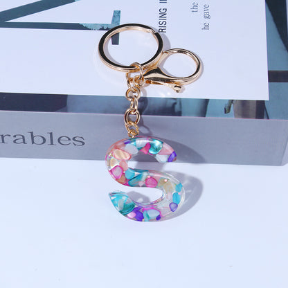 紫色樹脂字母鑰匙飾品－紫P款細節｜https://igowo.tw/