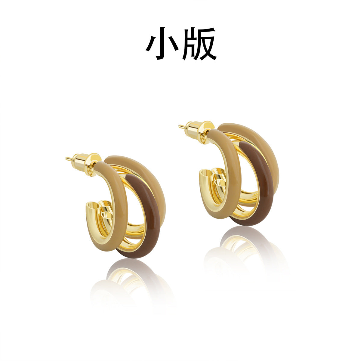 復古紅琺瑯圓圈耳環