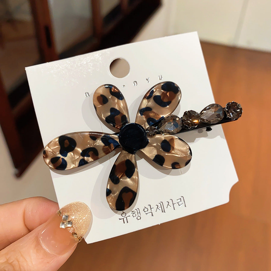 棕色蝴蝶結鑲鑽髮夾