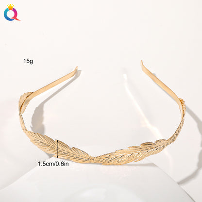 金色金屬樹葉髮箍－細節特寫4｜https://igowo.tw/