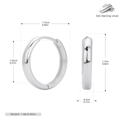 S925 耳環ins歐風法式素面空心耳扣輕奢圓圈飾品