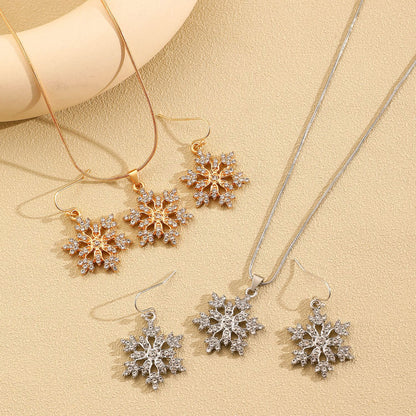 雪花鑲鑽項鍊耳環組－商品主圖｜https://igowo.tw/