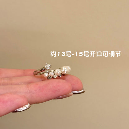 珍珠鋯石可調式戒指－29#戒指-金色款細節21｜https://igowo.tw/
