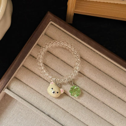 棕色小熊花朵髮圈