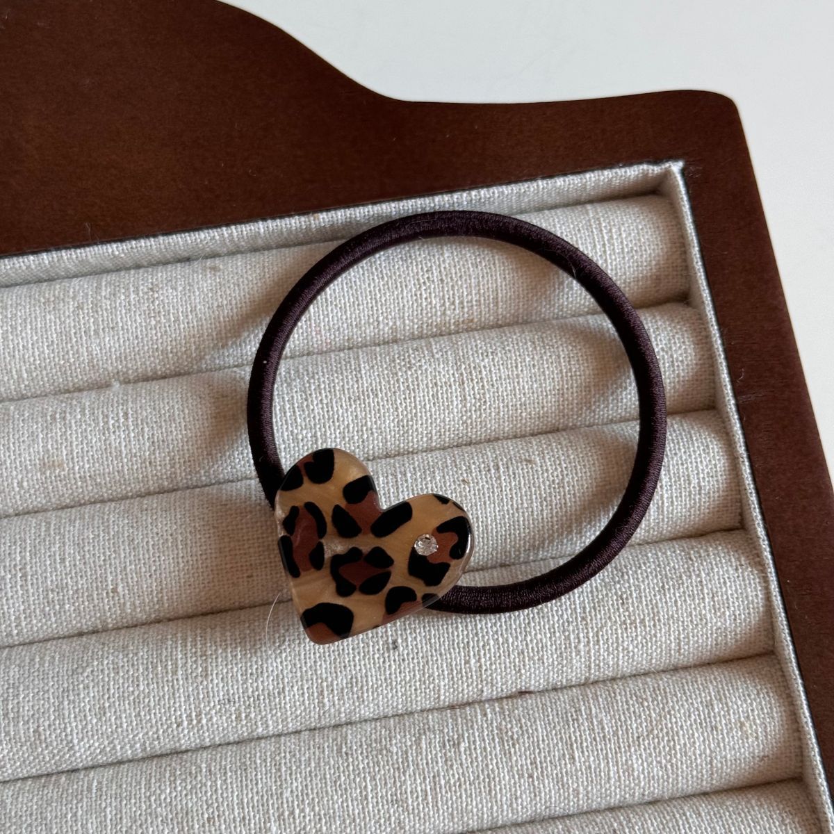 鋯石豹紋愛心髮夾