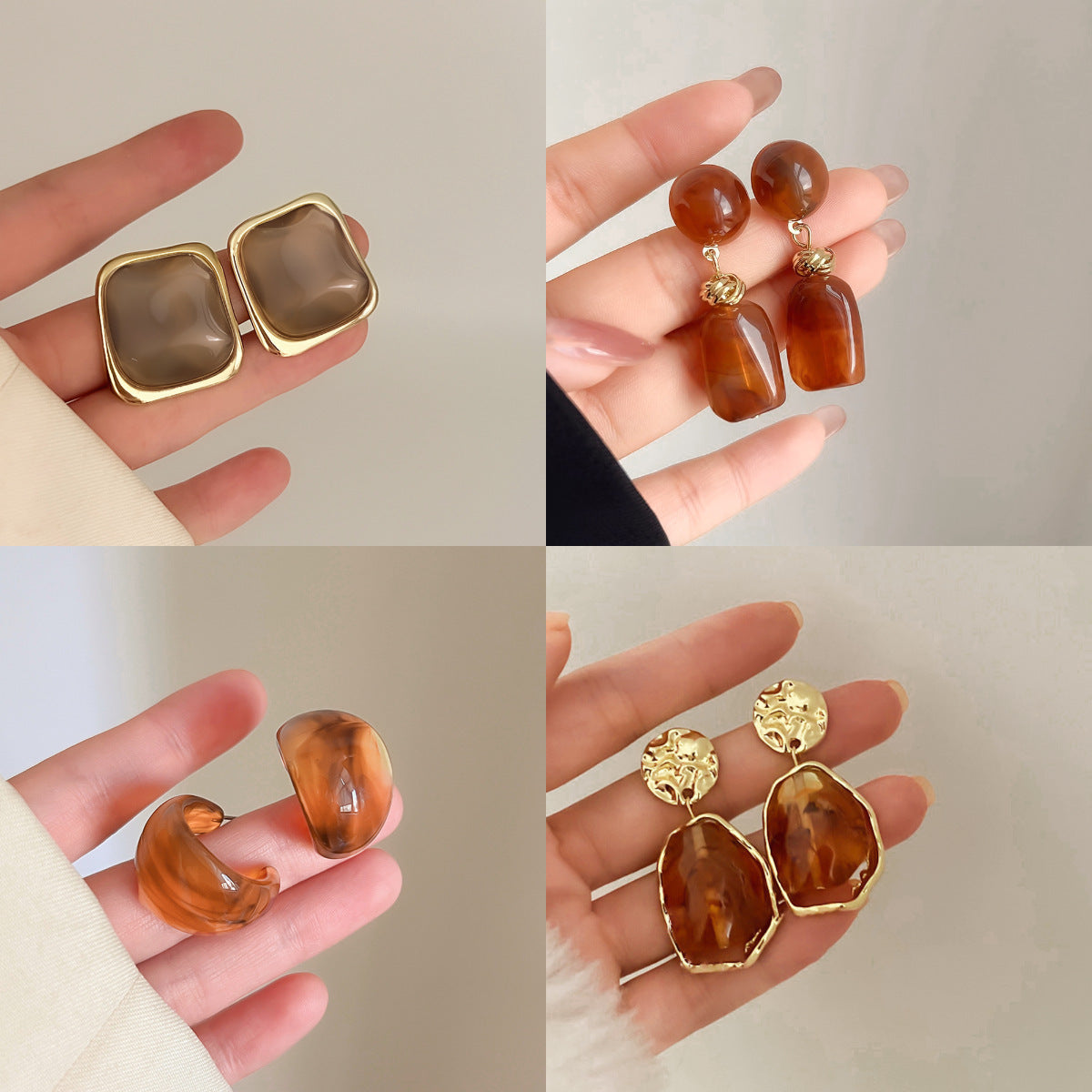 棕色銀針復古耳環－細節特寫2｜https://igowo.tw/